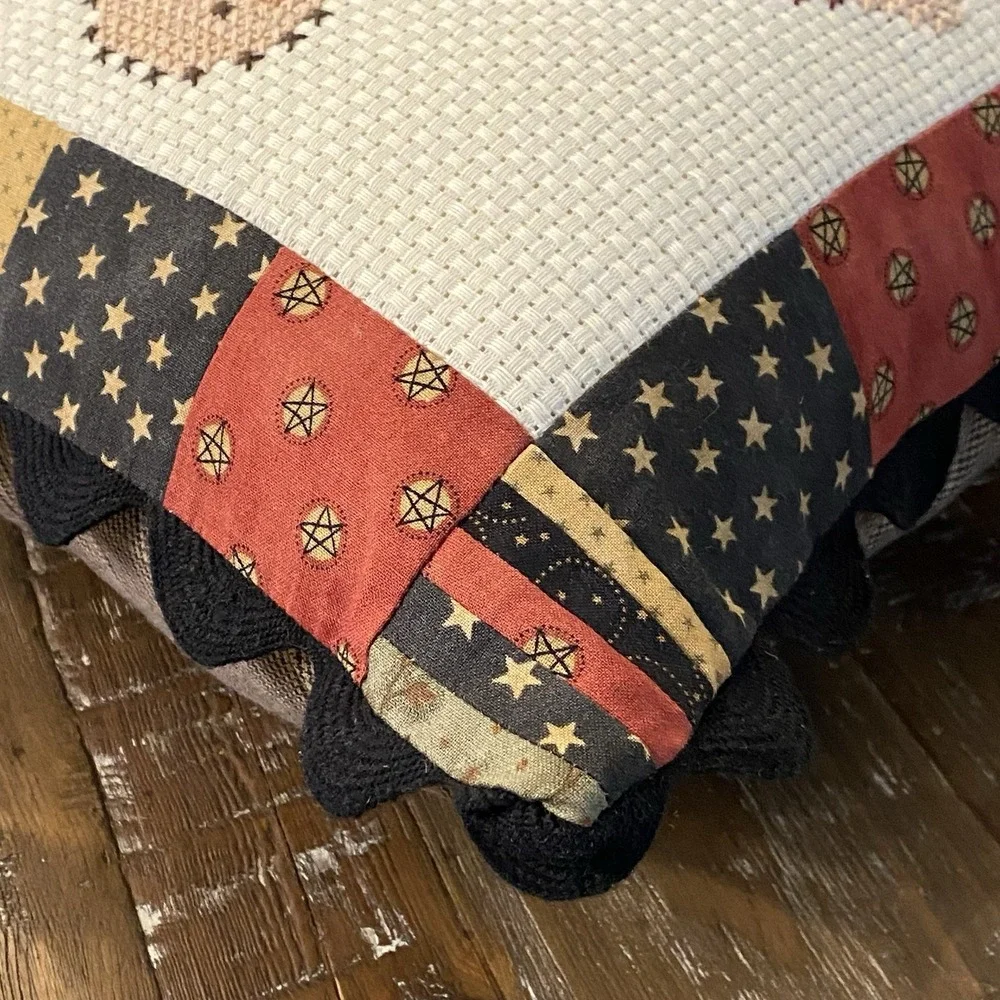 VTG Cross Stitch Pillow 1994 Folk Art Doll Country Primitive 14